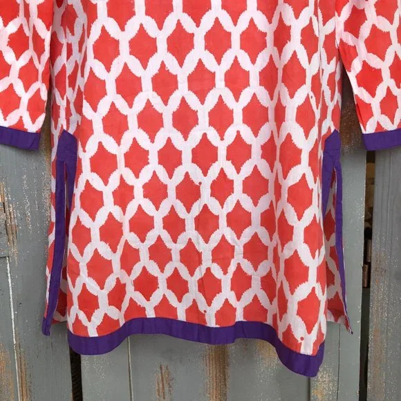 Roberta Roller Rabbit For Piperlime Kurta With Border Tunic Top Sz XS - Picture 5 of 12